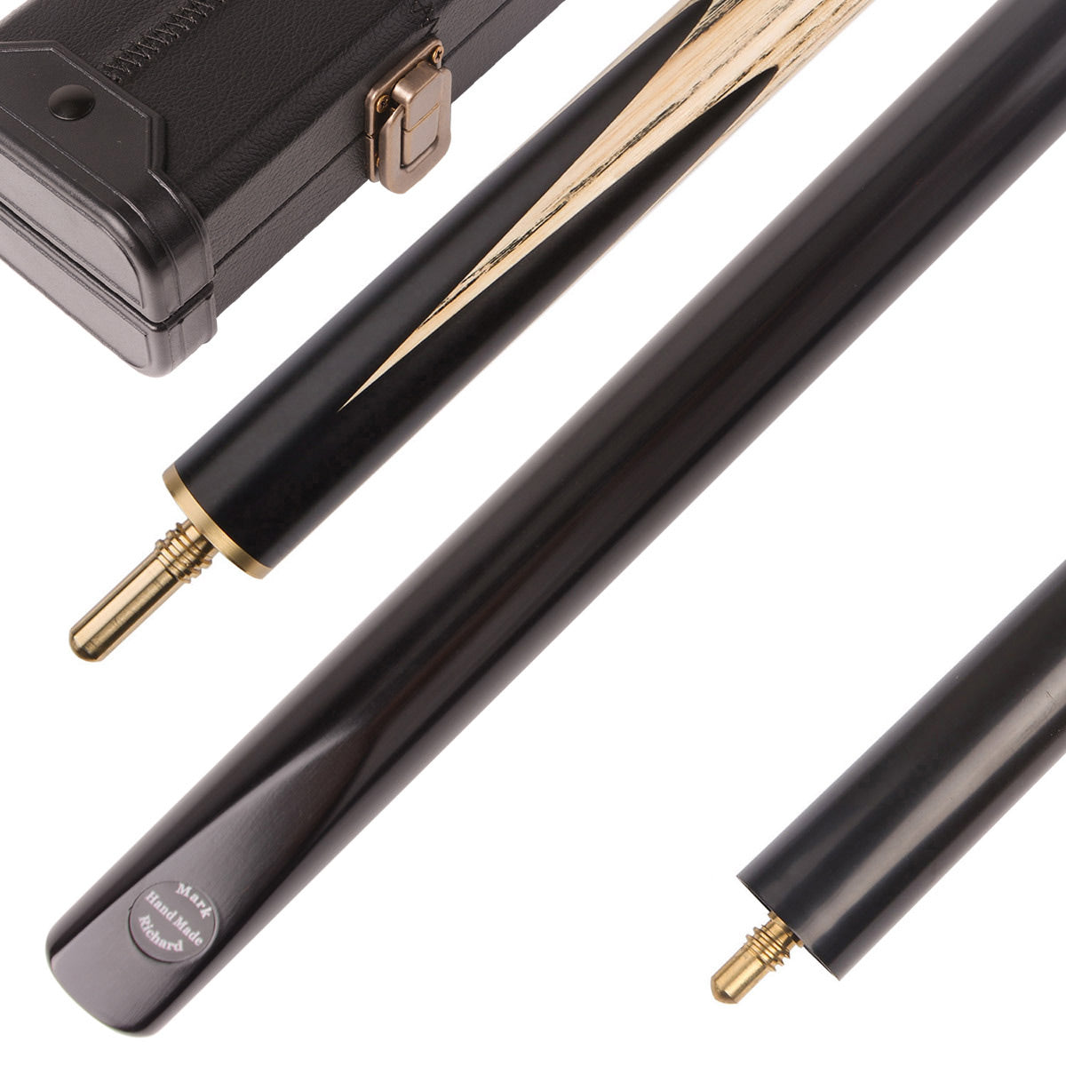 This Classic Black pool cue set comes in a Black cue case with compact mini butt.