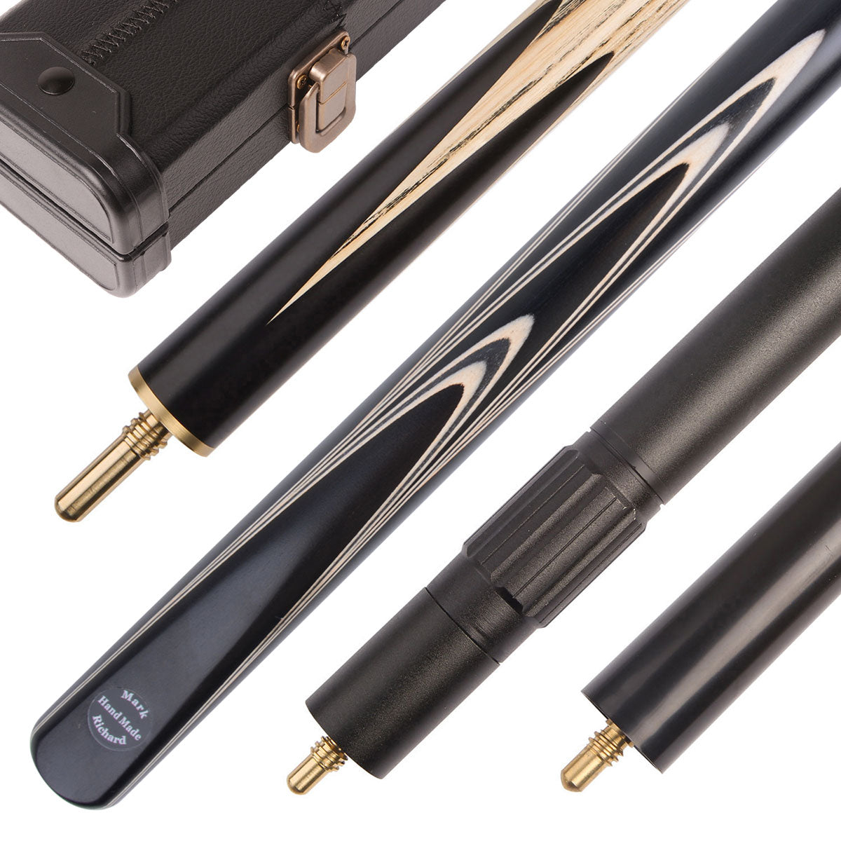 This Figured Ebony White&Black pool cue set