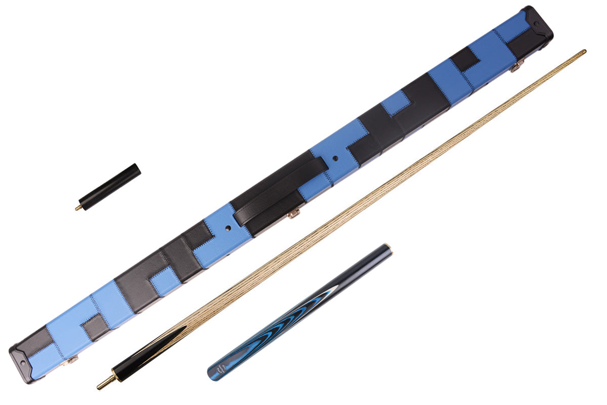 MARK RICHARD Black Badge 57 inch 3/4 Jointed 8.5mm English 8 Ball Pool Cue - 9.5mm Tip Blue&Black Snooker Cue and Case Set #T15SC98