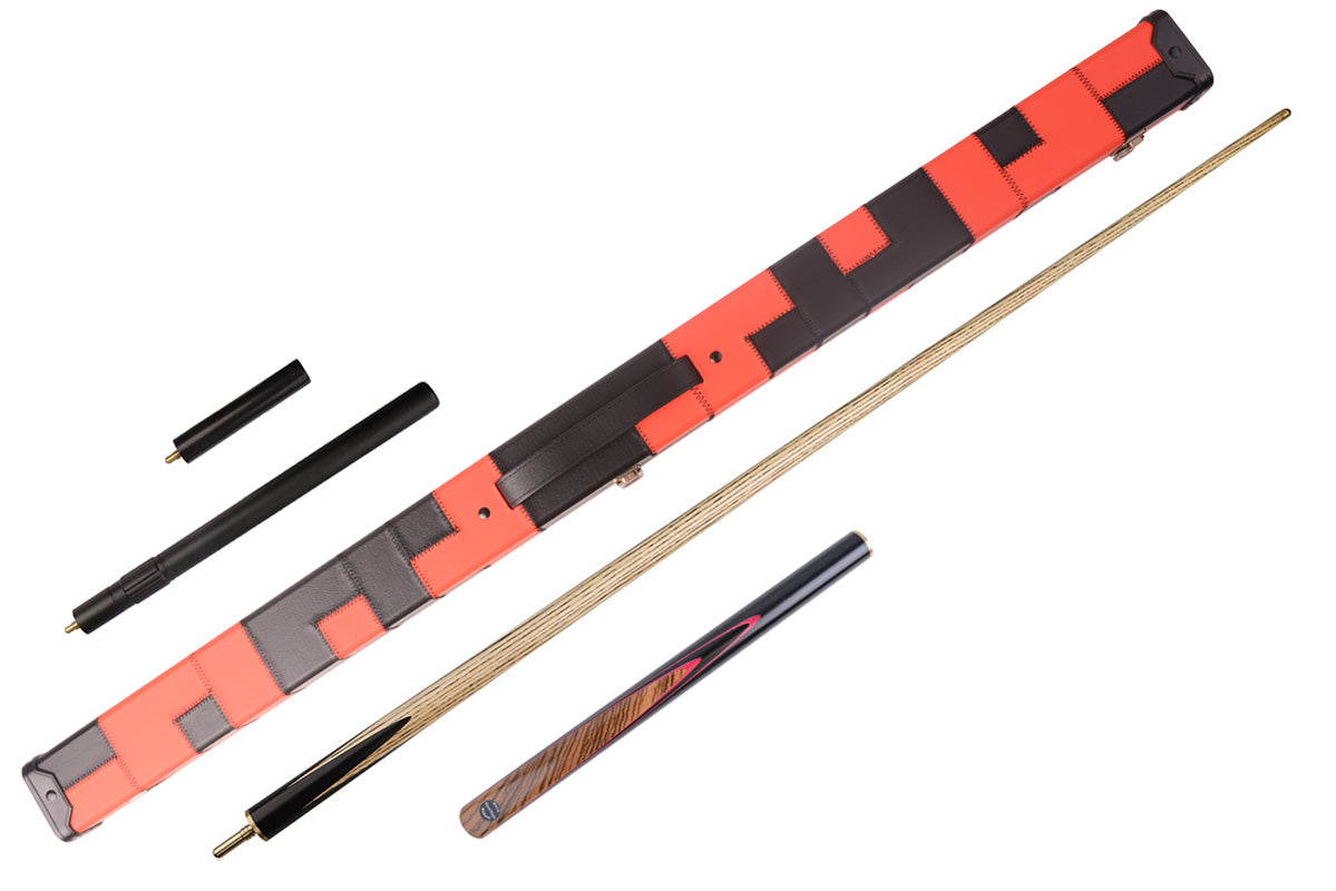 8.5/9.5mm Tip Snooker & English Pool Cue Set - Zebreano Rose Red Design #SC99