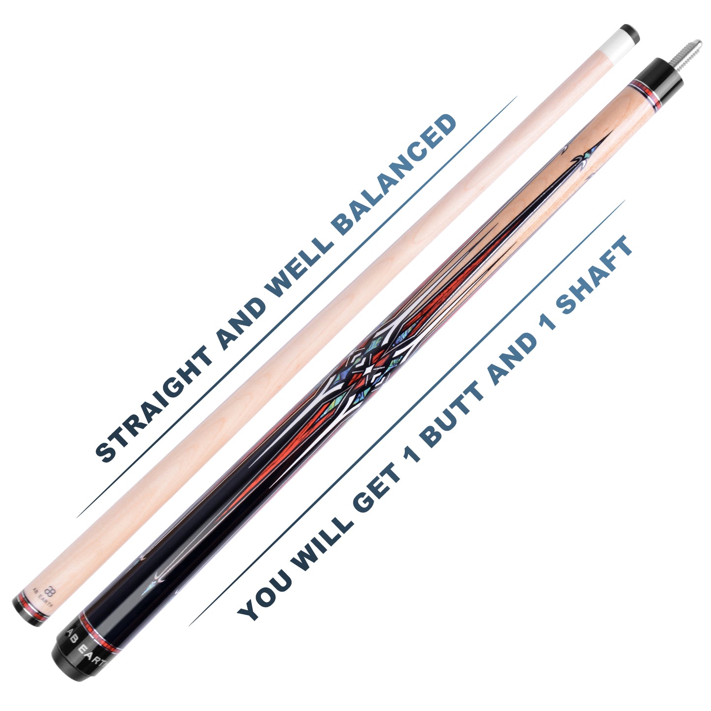 AB EARTH 36”/42”/48” American Short Pool Cues for Younger Players #K10