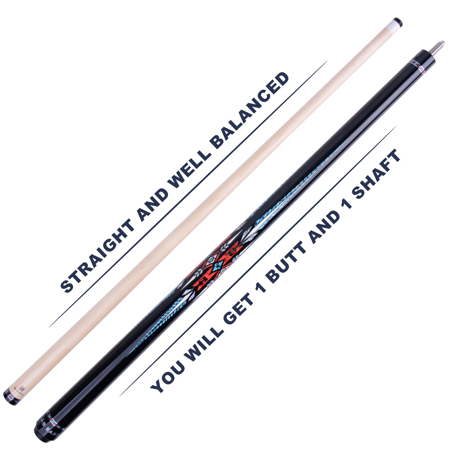 AB EARTH 36”/42”/48” American Short Pool Cues for Tight Places #K9