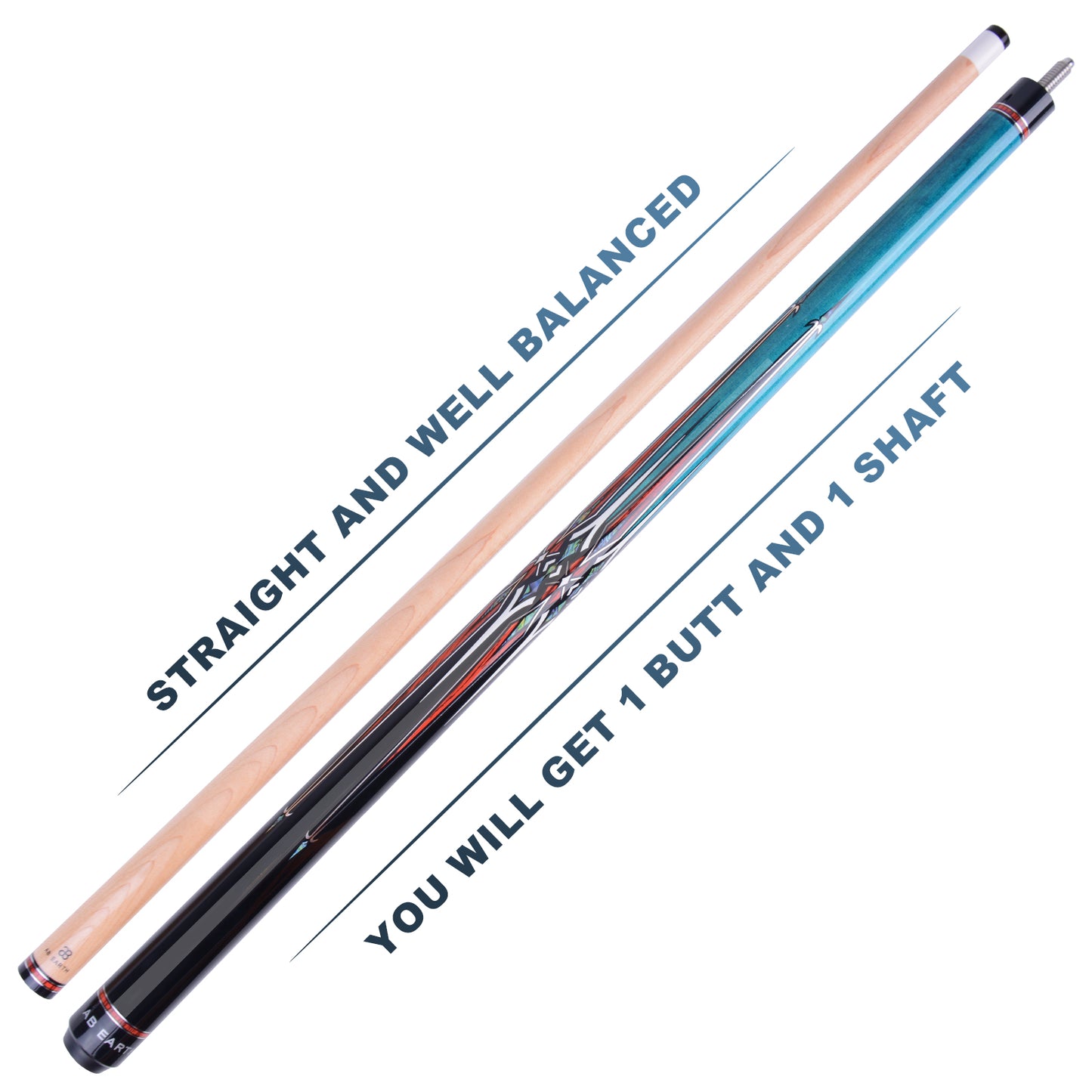 AB EARTH 36”/42”/48” American Short Pool Cues for Younger Players #K10