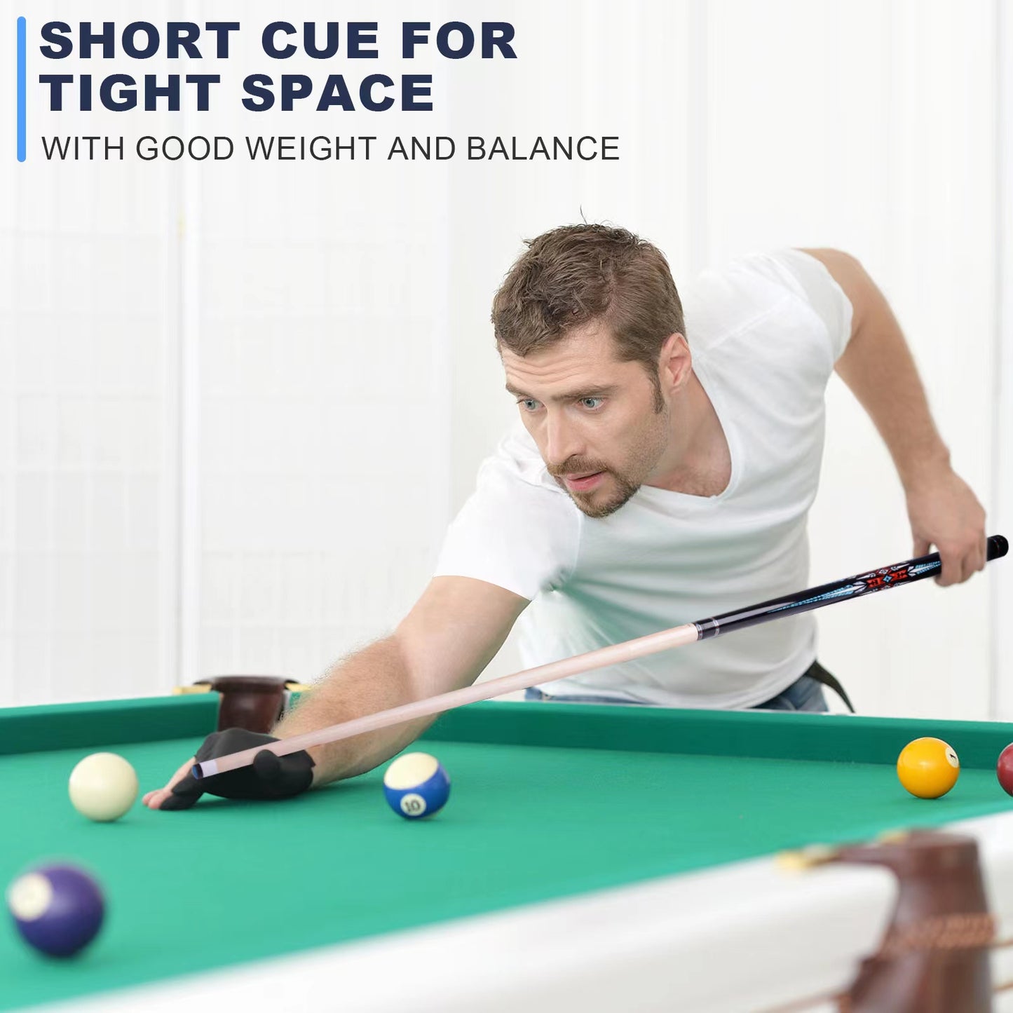 AB EARTH 36”/42”/48” American Short Pool Cues for Tight Places #K9