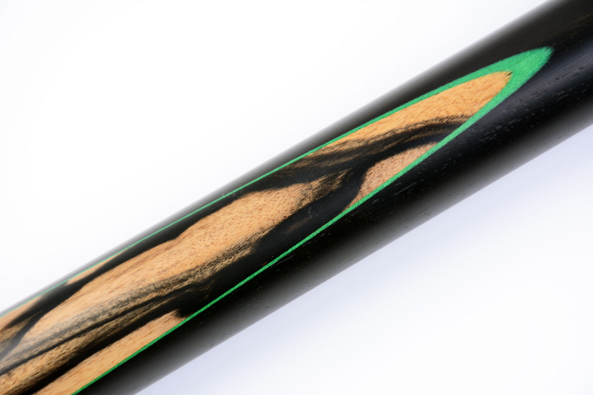 Professional 58" One Piece Alloy Snooker Cue Set | Artisan-Crafted Gabon Ebony & Green Maple Design #T102AON01