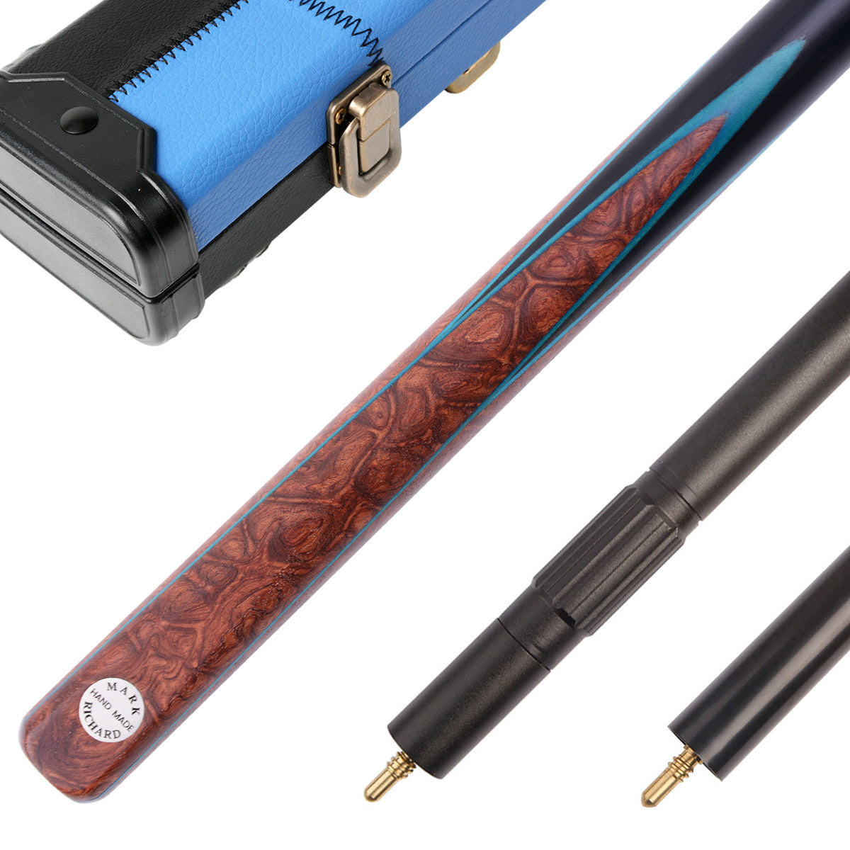 Bubinga & Blue Maple Inlays One Piece Snooker Cue