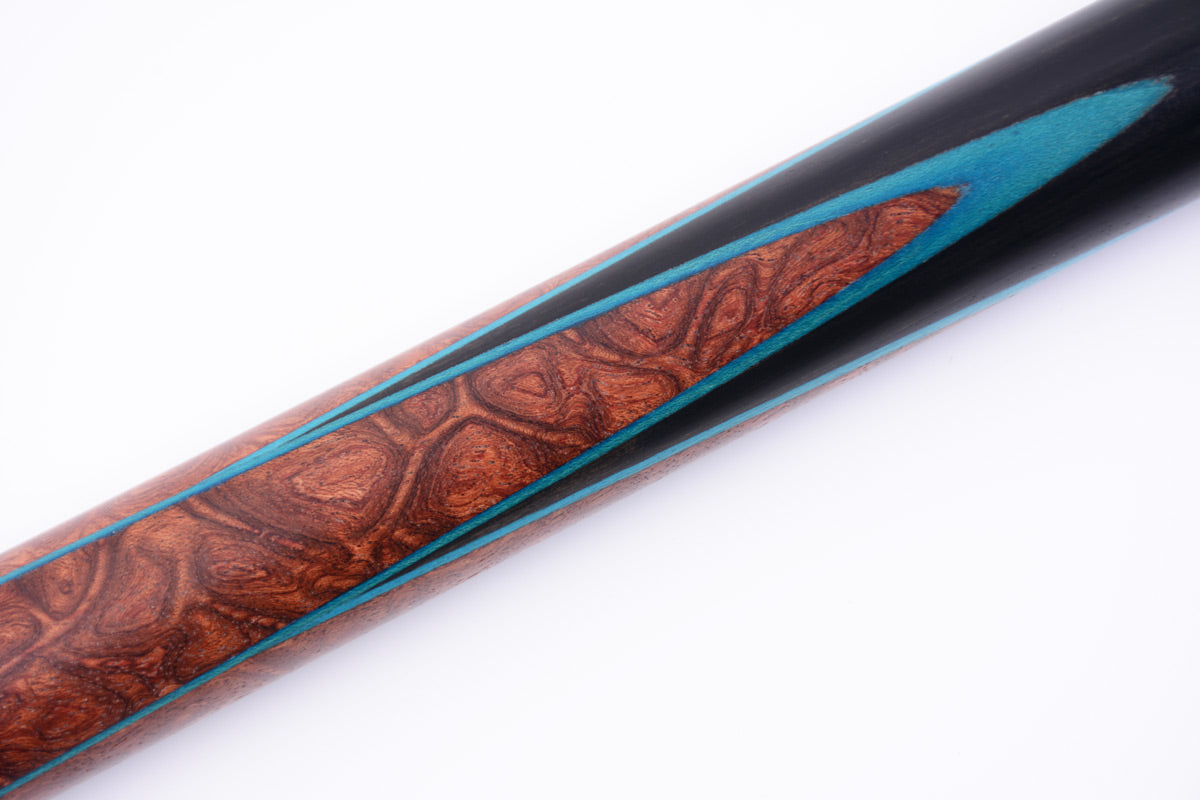Pro One Piece Alloy 58" Snooker Cue - Tournament-Grade Handcrafted Bubinga & Blue Maple Inlays #T103AON02