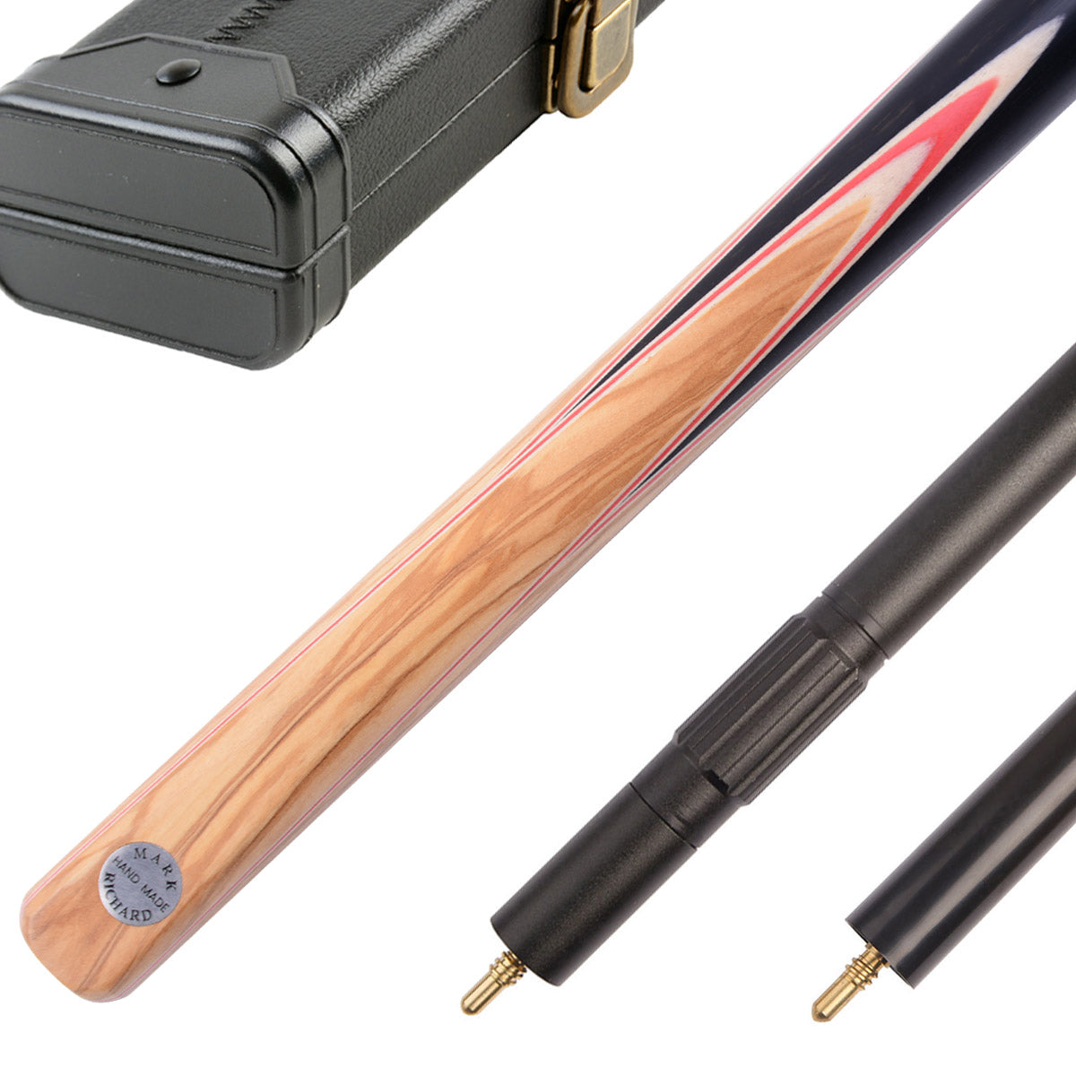 58" 9.5mm Tip Alloy 1 Piece Snooker Cue with Olivewood & Red Maple Inlays