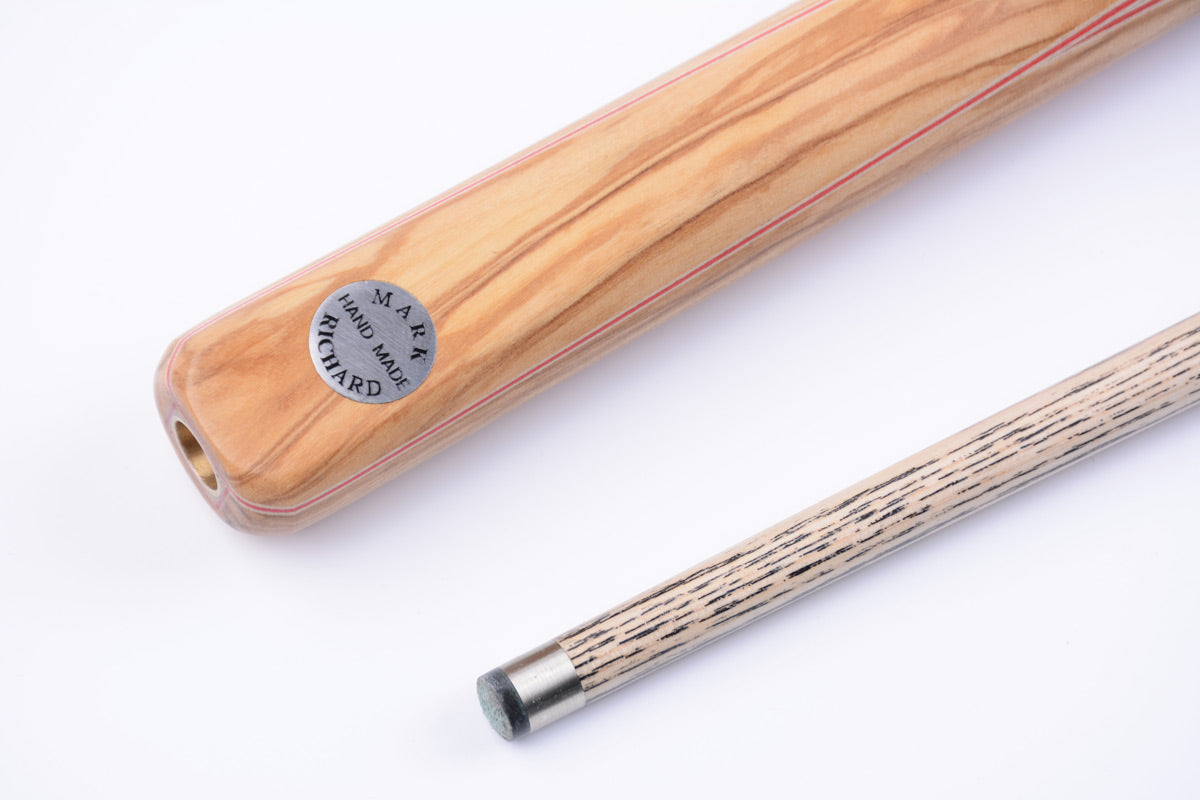 58" 9.5mm Tip Alloy One Piece Snooker Cue Set - Handcrafted Olivewood & Red Maple Inlays #T102AON04