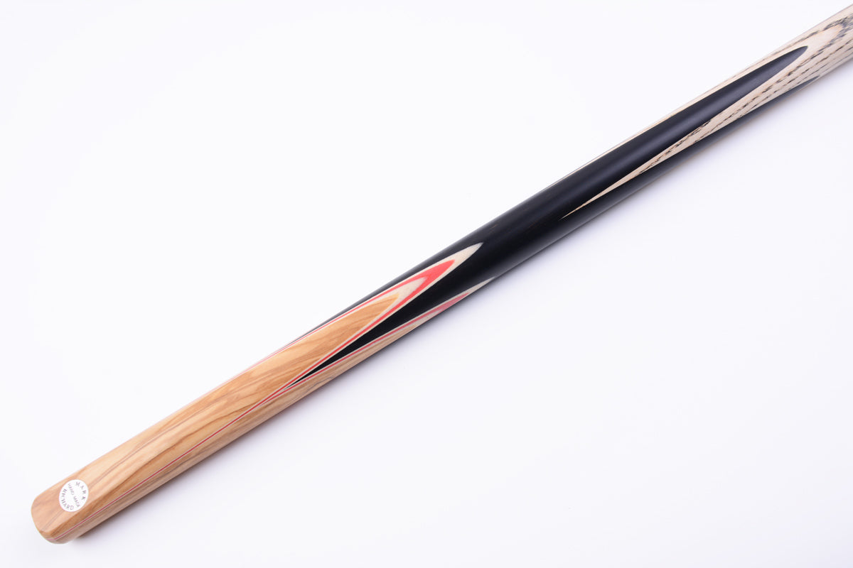 58" 9.5mm Tip Alloy One Piece Snooker Cue Set - Handcrafted Olivewood & Red Maple Inlays #T102AON04