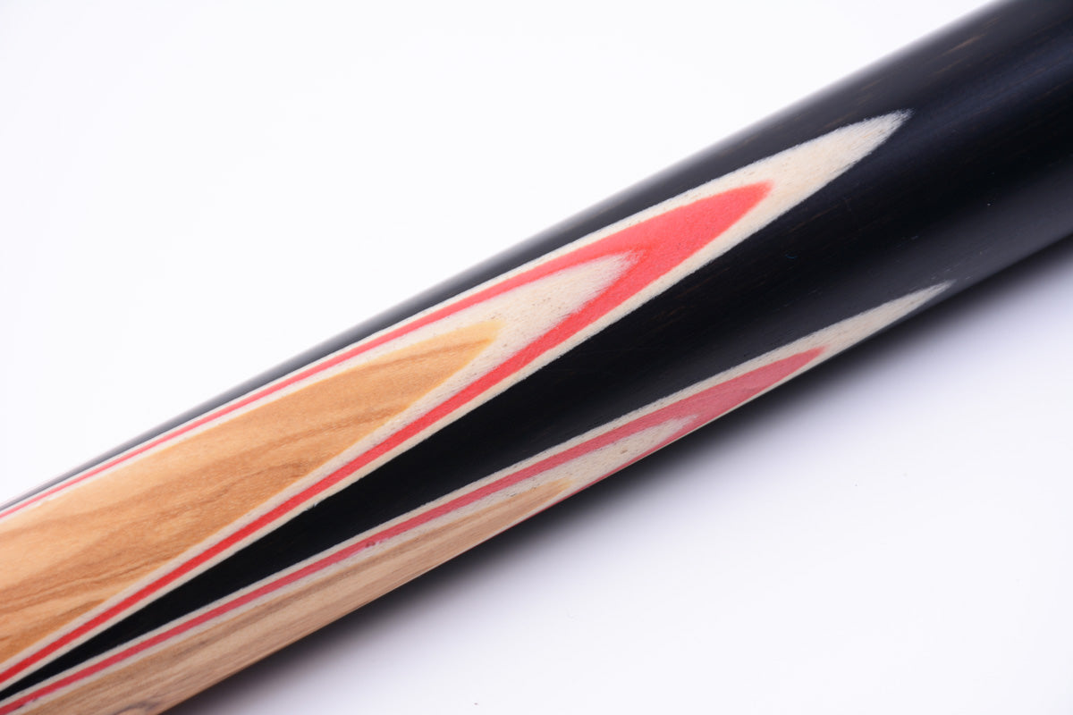 58" 9.5mm Tip Alloy One Piece Snooker Cue Set - Handcrafted Olivewood & Red Maple Inlays #T102AON04