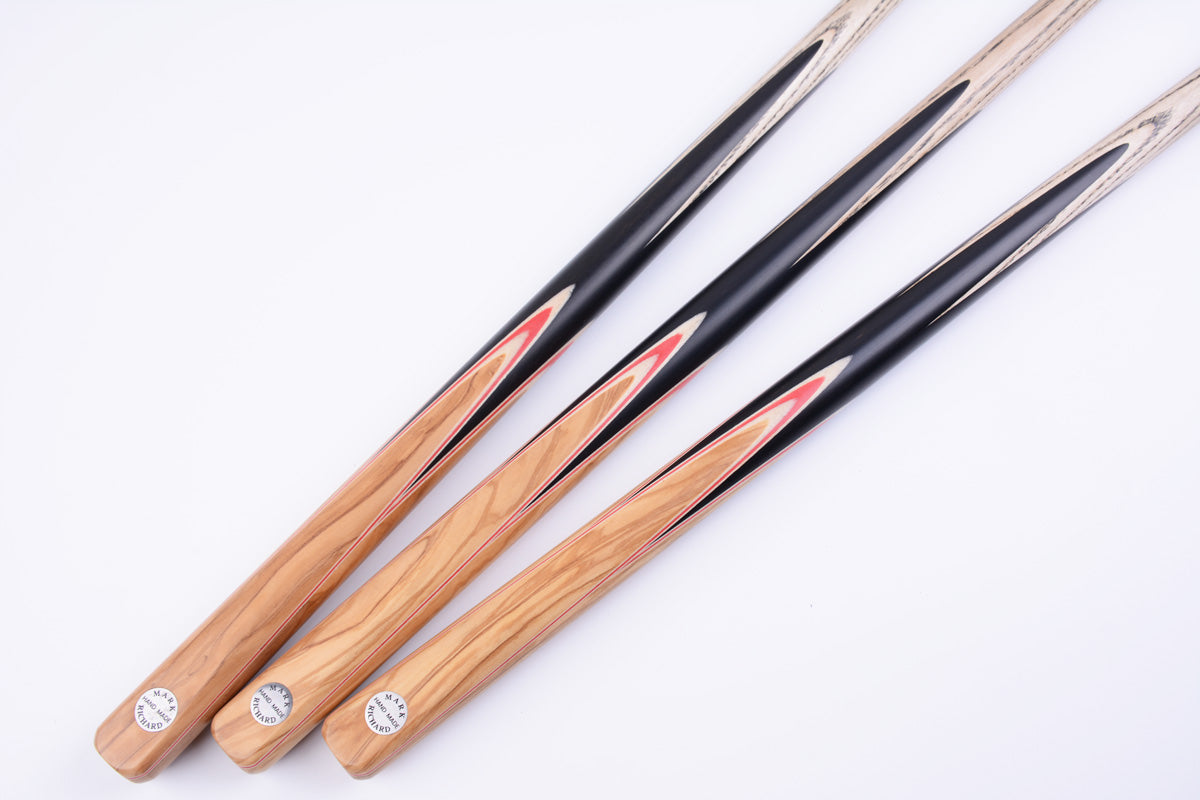 58" 9.5mm Tip Alloy One Piece Snooker Cue Set - Handcrafted Olivewood & Red Maple Inlays #T102AON04