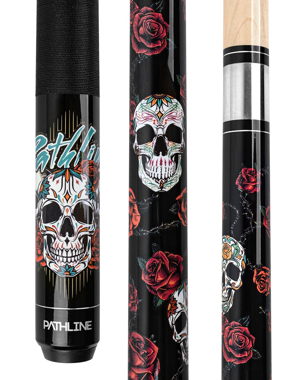 58" SKULL Design Maple 13mm Tip American Billiard Pool Stick - #PL518