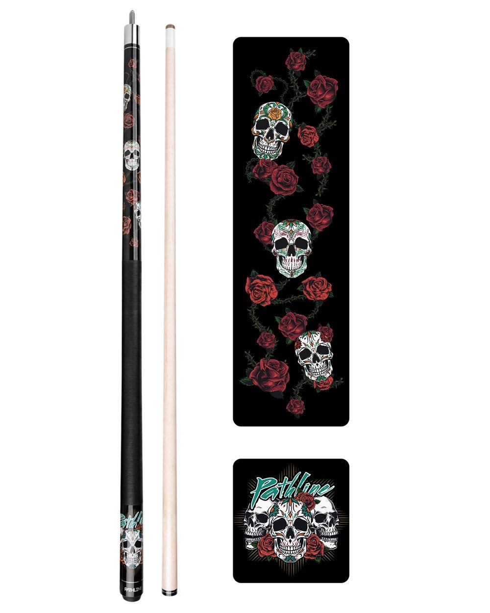 58" SKULL Design Maple 13mm Tip American Billiard Pool Stick - #PL518