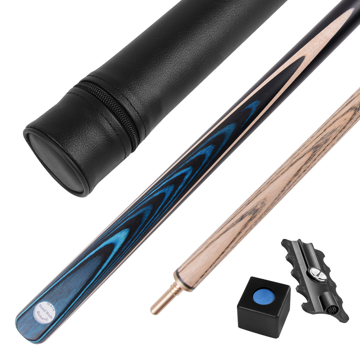 57" 1/2 Piece Blue Arrows Design Snooker Cue