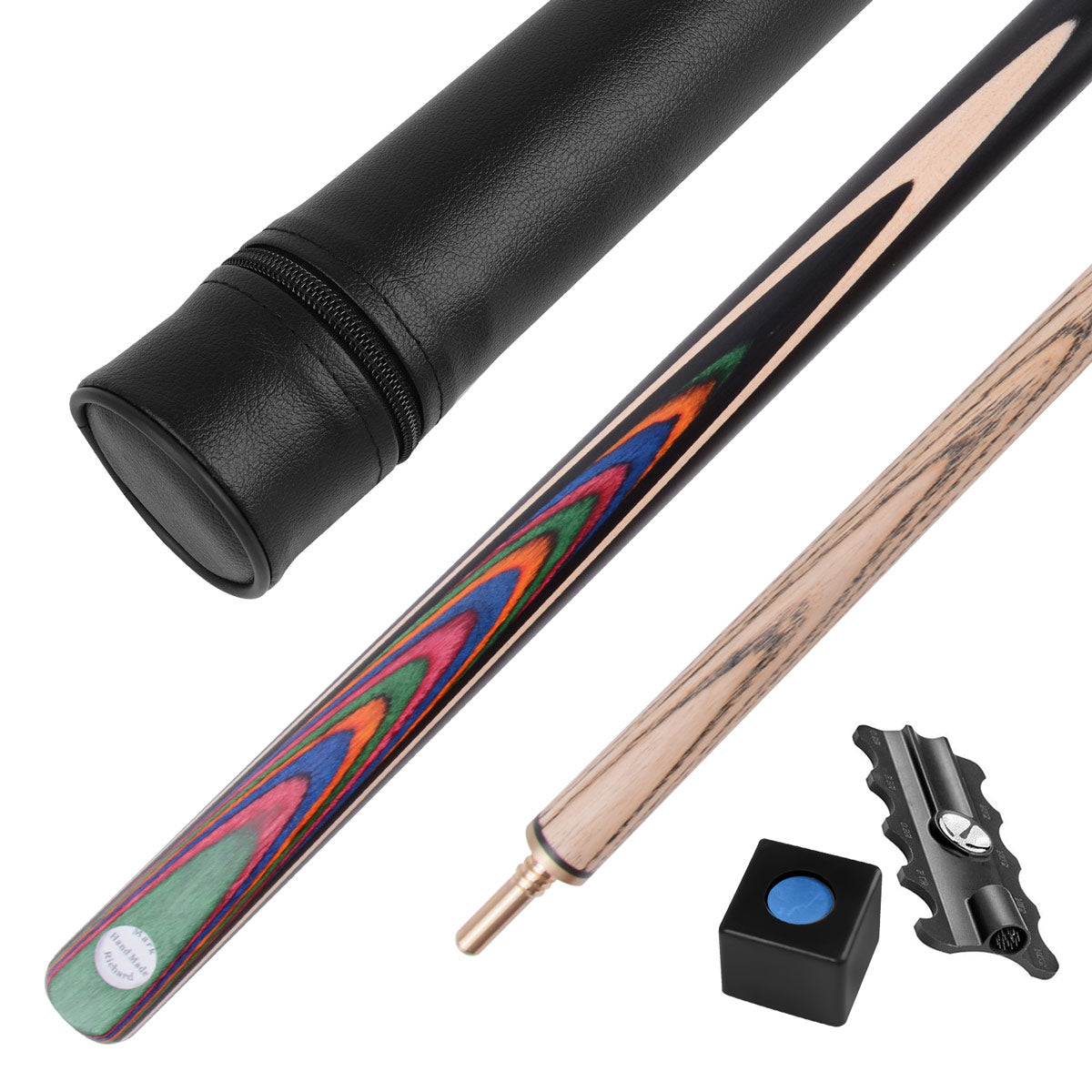 Two-Piece Rainbow Arrows Design Snooker Cue Set with Case