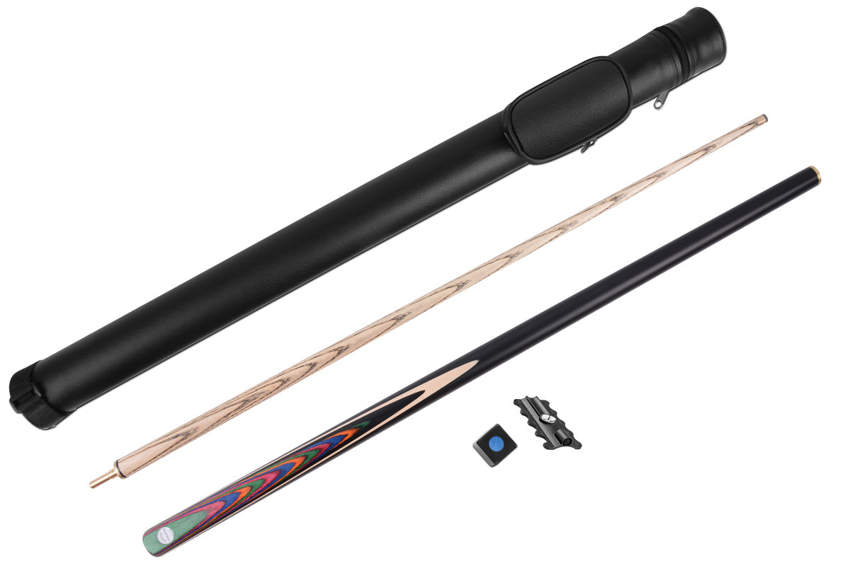 Two-Piece Rainbow Arrows Design Snooker Cue Set with Case & Starter Accessories - 57" Centre-Jointed #PC1SA26