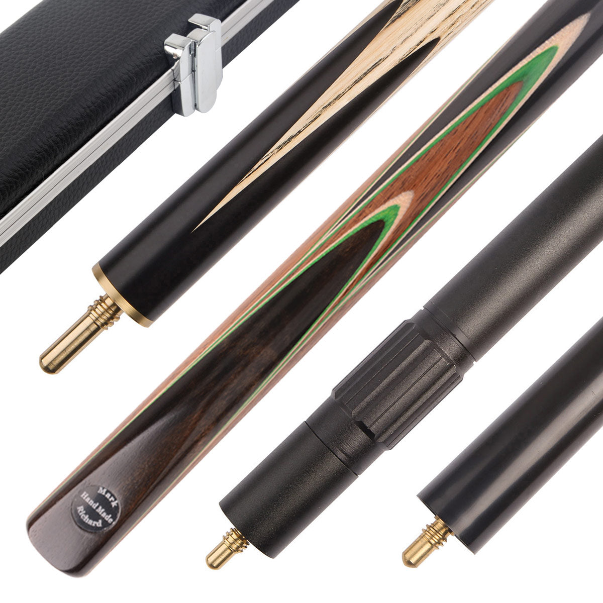 Snooker Cue Set with Coconut Wood Emerald Green Inlay