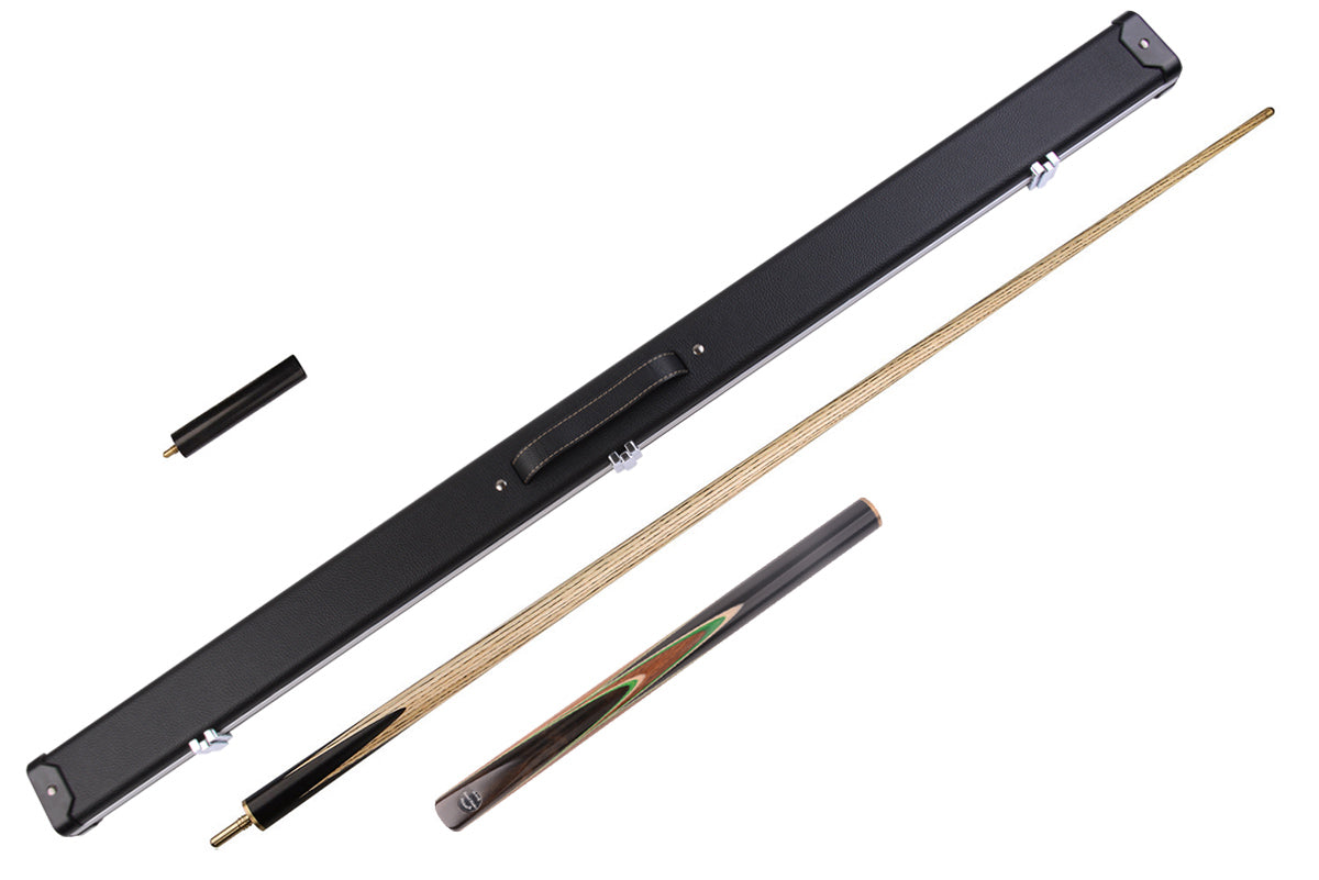 3/4 Jointed 57/58" English Pool Cue | Snooker Cue Set with Coconut Wood Emerald Green Inlay & Premium Ash Shaft #T94SC94