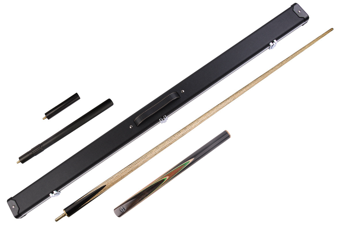 3/4 Jointed 57/58" English Pool Cue | Snooker Cue Set with Coconut Wood Emerald Green Inlay & Premium Ash Shaft #T94SC94