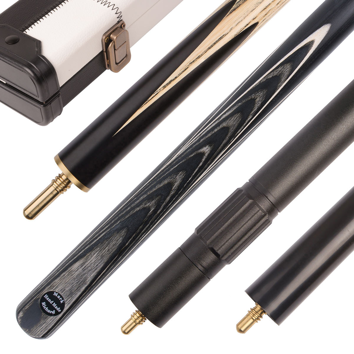 This Grey&Black pool cue set comes in a classic Black & White cue case with a smooth telescopic extension and a compact mini butt.