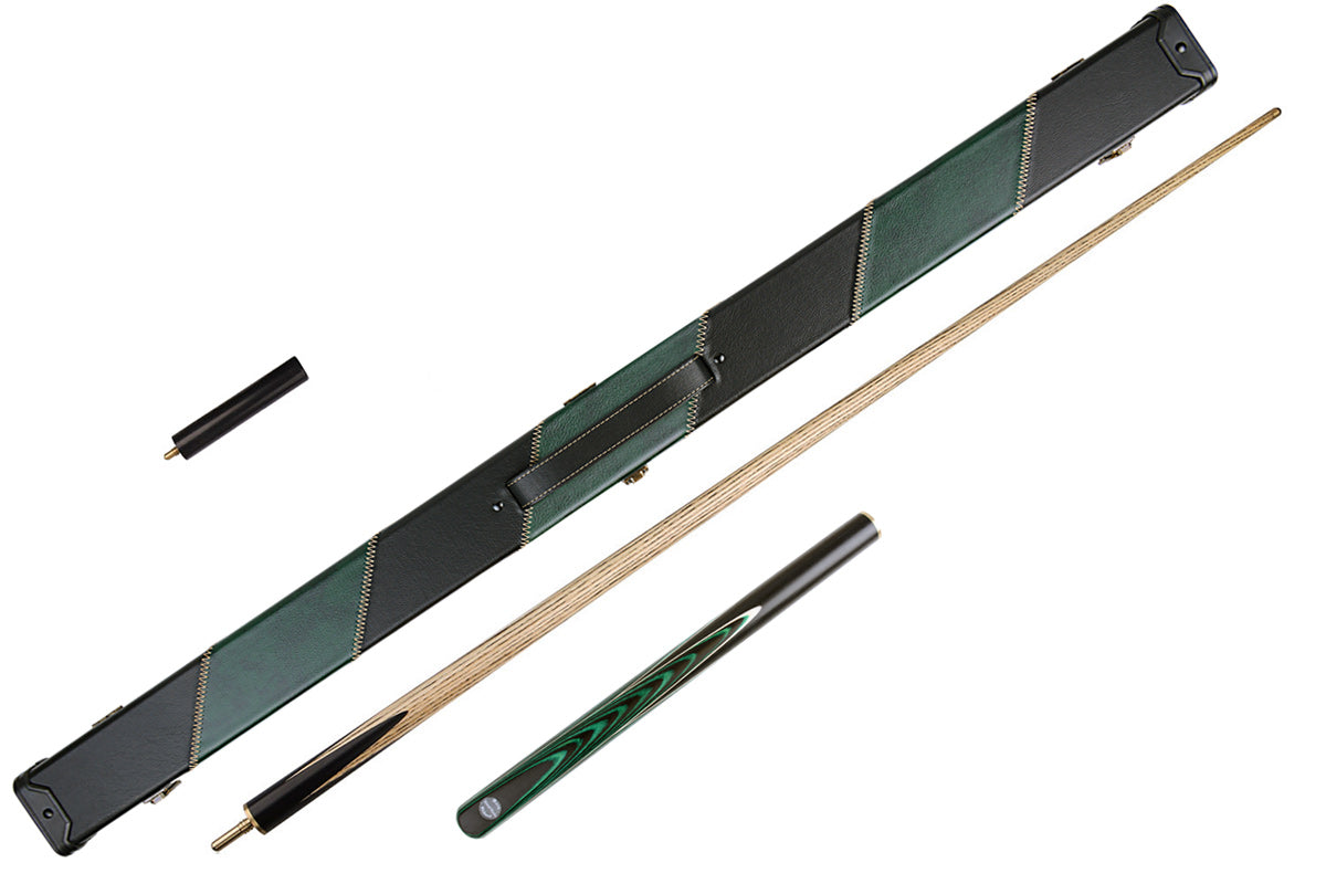 MARK RICHARD Black Badge 57" 3/4 Jointed English Pool Cue Set - Pine Green Snooker Cue with Case #T99SC101