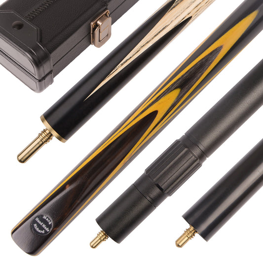 Figured Ebony Lemon Yellow pool cue set