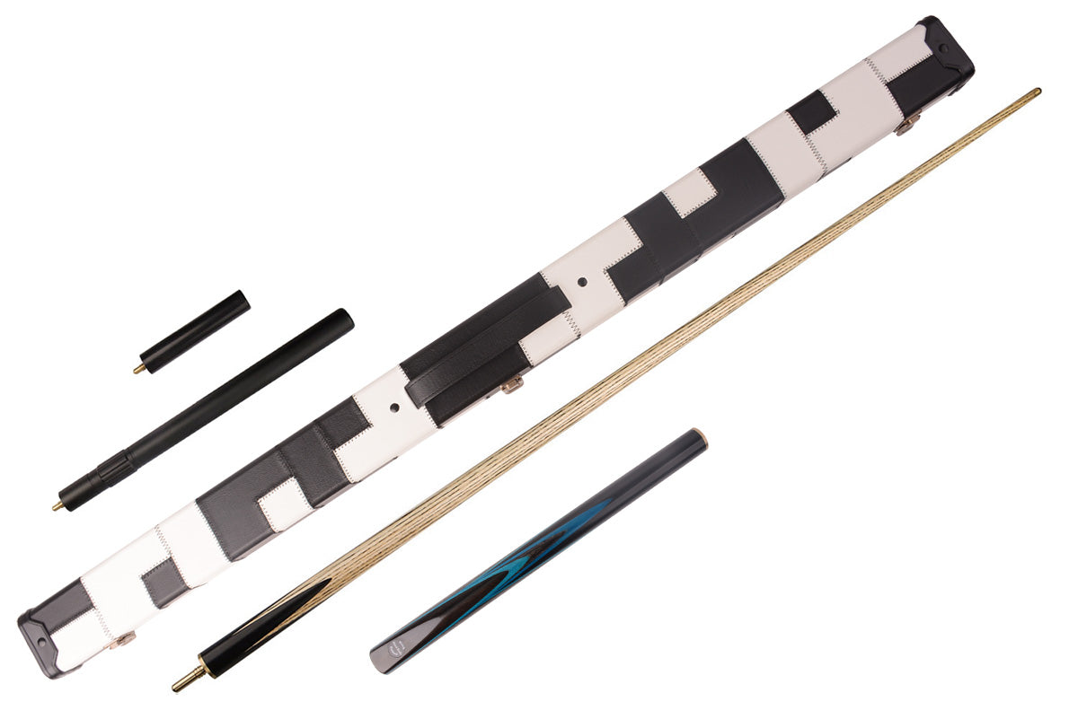 57/58" ¾ Jointed English Pool Cue Set - Blue Maple Veneer & Ebony Craftsmanship (Snooker/8-Ball) #T97SC88