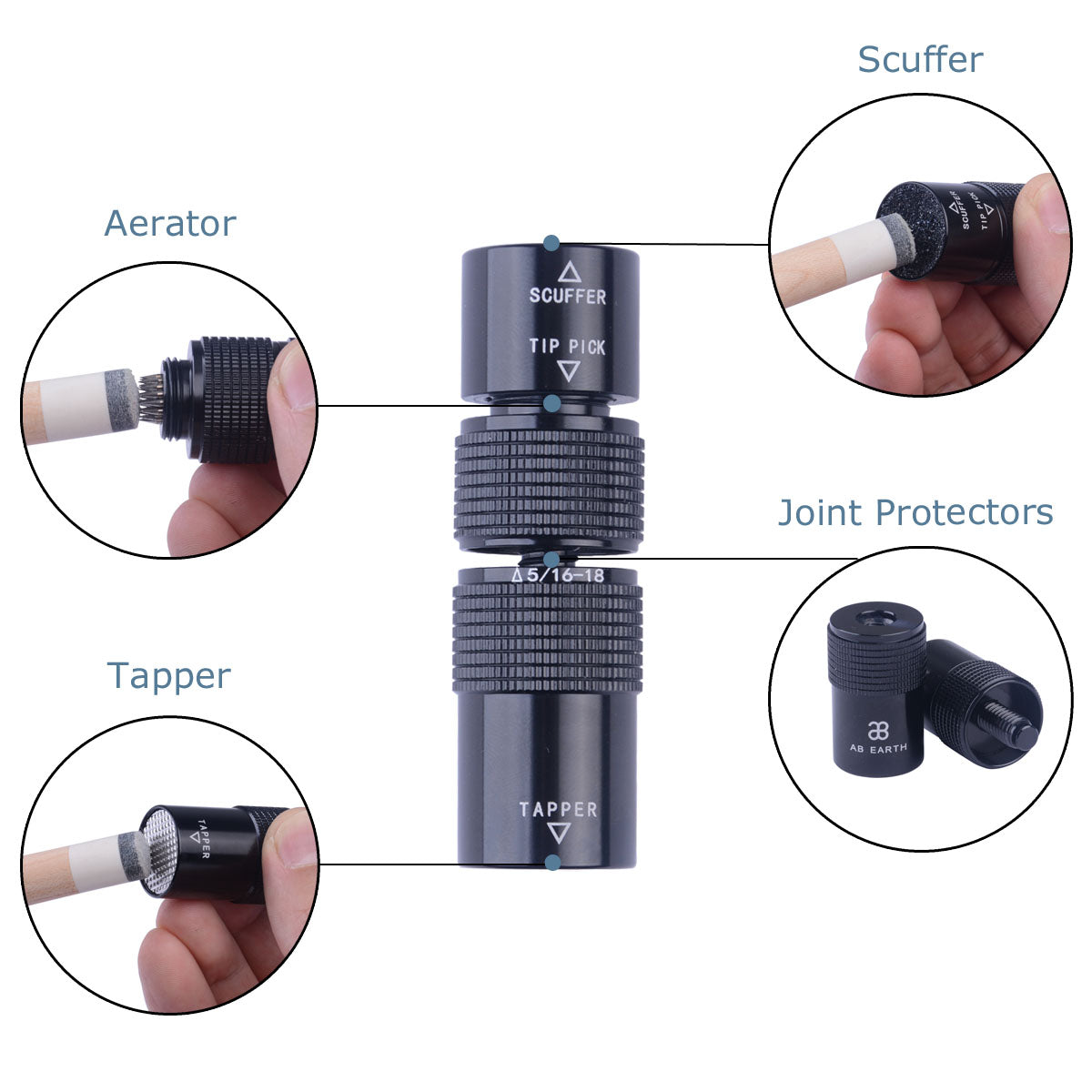 AB EARTH Green Mist Ergonomic Pool Cue – 19oz / 20oz / 21oz Maple Cue Stick #B20