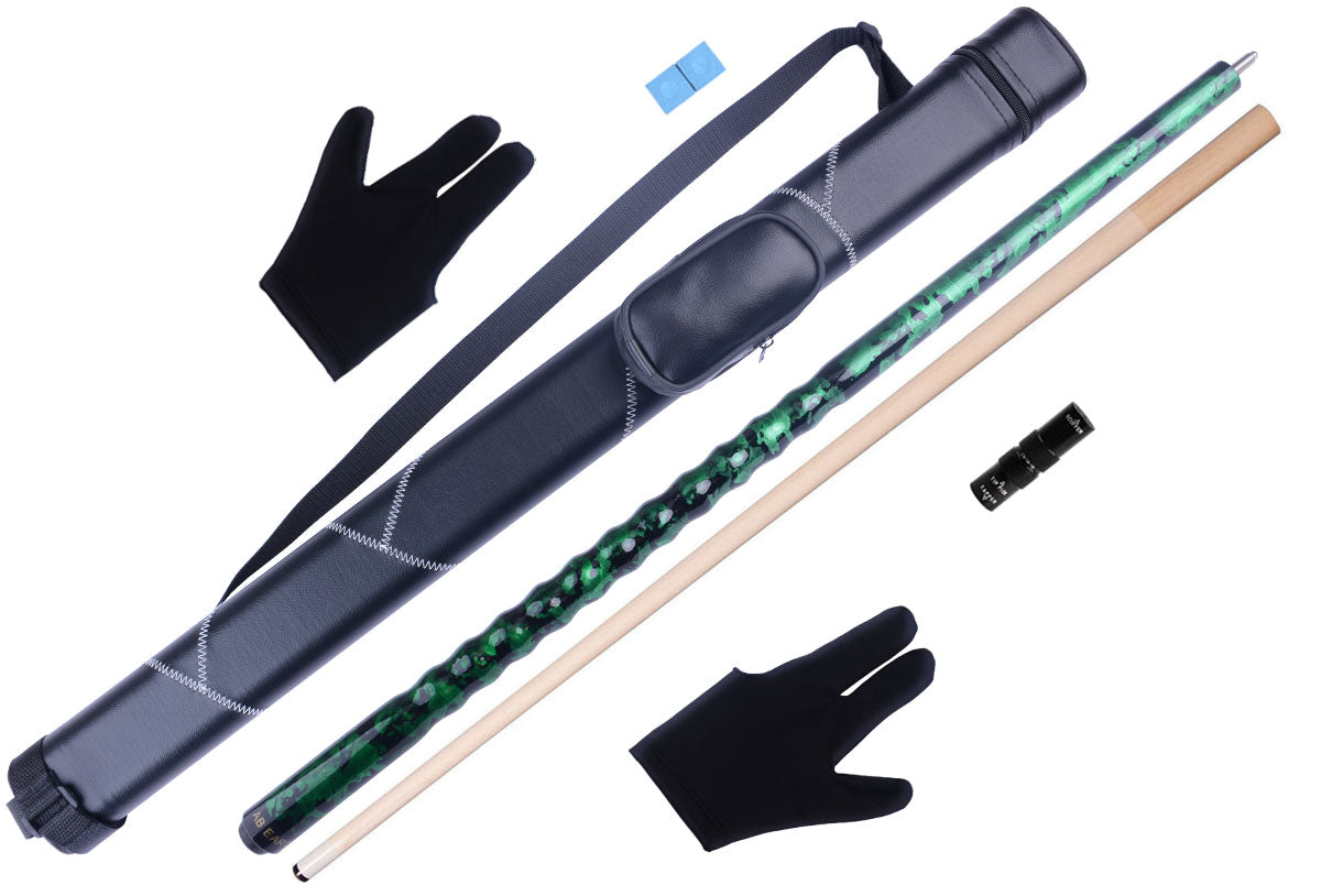 AB EARTH Green Mist Ergonomic Pool Cue – 19oz / 20oz / 21oz Maple Cue Stick #B20