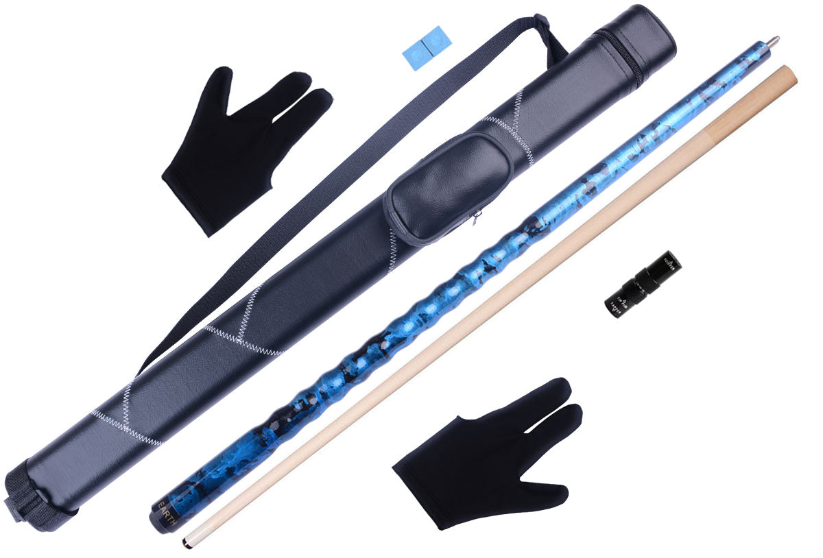AB EARTH Blue Nebula Ergonomic Pool Cue Stick – Canadian Maple, 19–21oz Options #B19