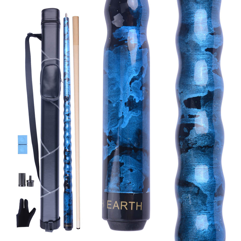 AB EARTH Blue Nebula Ergonomic Pool Cue Stick – Canadian Maple, 19–21oz Options #B19