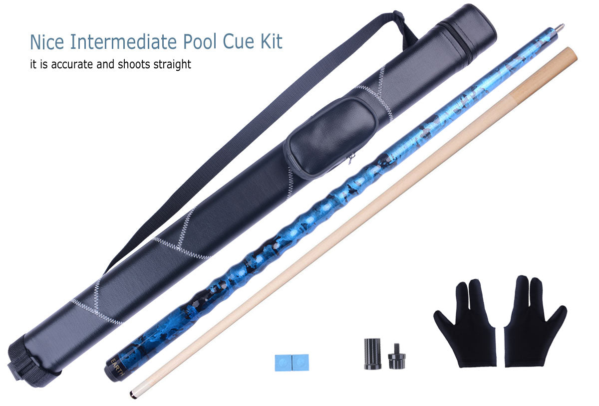 AB EARTH Blue Nebula Ergonomic Pool Cue Stick – Canadian Maple, 19–21oz Options #B19