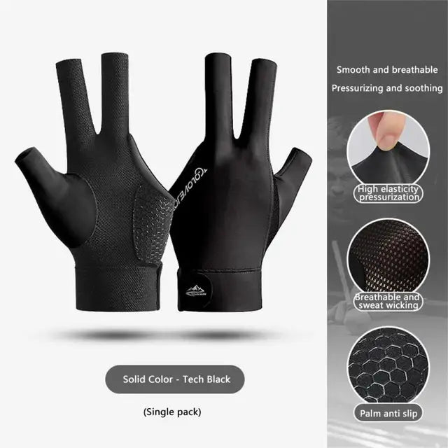 Professional Three-Finger Snooker Pool Cueing Glove - Left Hand