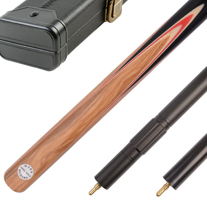 58" 9.5mm Tip Alloy One Piece Snooker Cue Set - Handcrafted Olivewood & Red Maple Inlays #T102AON04