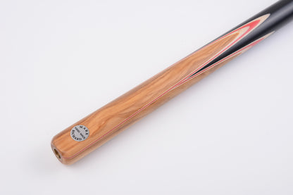 58" 9.5mm Tip Alloy One Piece Snooker Cue Set - Handcrafted Olivewood & Red Maple Inlays #T102AON04