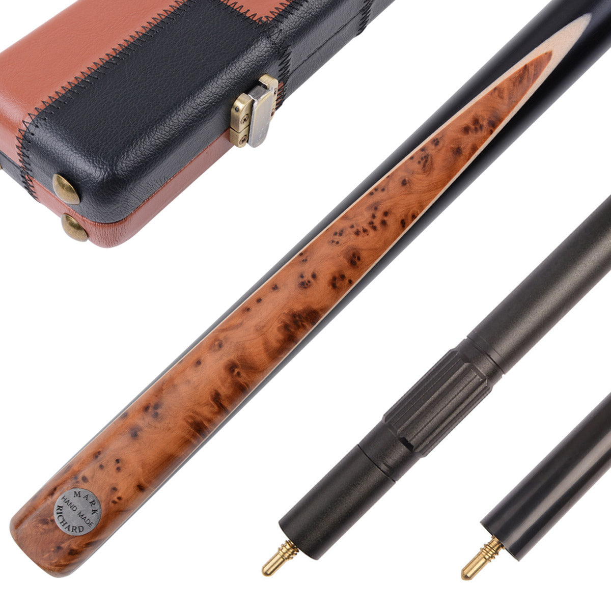 MARK RICHARD Alloy Pro Series 58" Thuya Burl Splice 9.5mm Tip One Piece Snooker Cue Set #T106AON07
