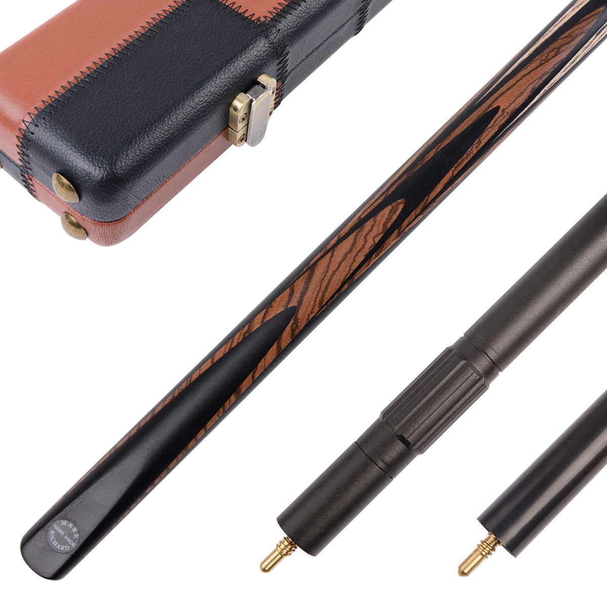 MARK RICHARD Black Badge Series Exotic Zebrawood 58" 9.5mm Tip One Piece Snooker Cue Set #SCP15