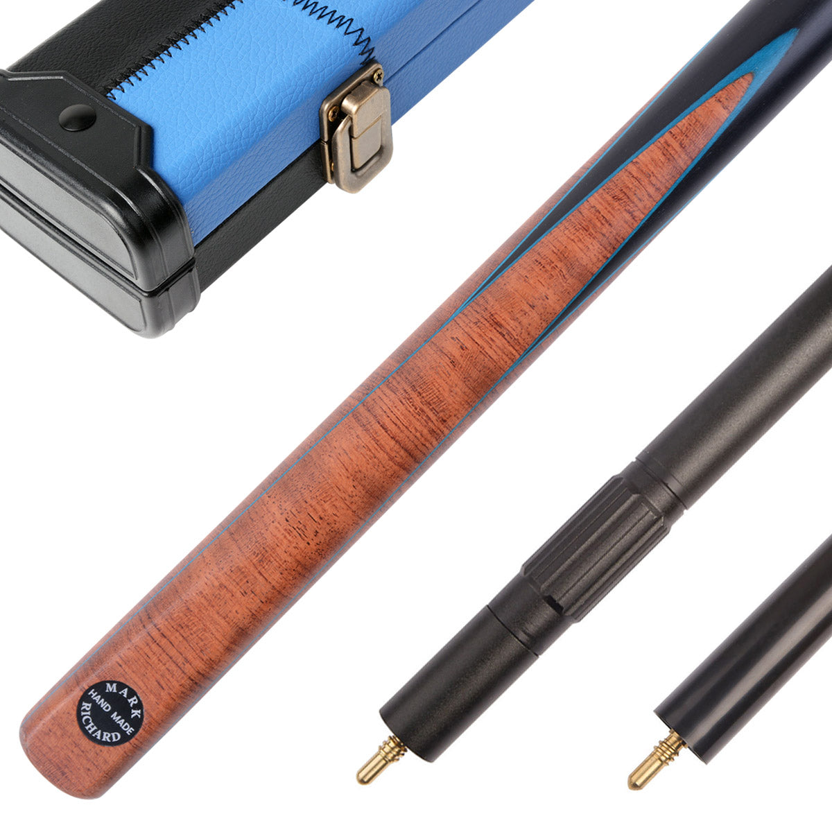 MARK RICHARD BLACK Badge 53" Eucalyptus Burl Splice Youth & Junior Short Snooker Cue Set #ST53A