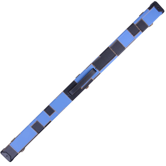 MARK RICHARD Black & Blue Patchwork Leatherette Case for 58 inch Snooker English Pool Cue #T106B