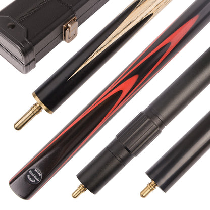 57/58" ¾ Jointed Snooker/Pool Cue Set - Figured Ebony & Vivid Red Maple Veneers #SC71