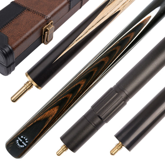 This coffee brown pool cue set comes in a Black & Brown cue case with a smooth telescopic extension and a compact mini butt.