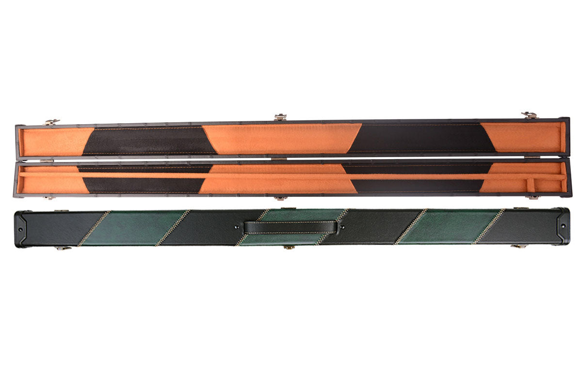 MARK RICHARD Black & Green Patchwork Leatherette Case for 57 inch Snooker English Pool Cue #T99