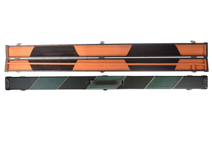 MARK RICHARD Black & Green Patchwork Leatherette Case for 57 inch Snooker English Pool Cue #T99