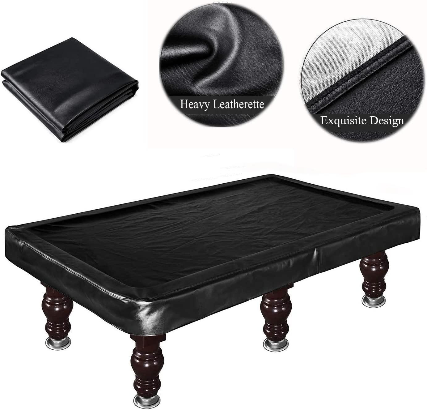 7FT Heavy Duty Leatherette English Pool Table Cover, Waterproof & UV Protection (Several Colors Available, Set of 10pcs)